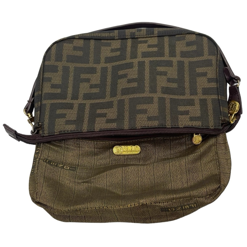 Fendi Zucca Small Canvas Shoulder Bag VTG Late 70s Early 80s 9”L‎ x 6”D x 1.75”W - Picture 6 of 16